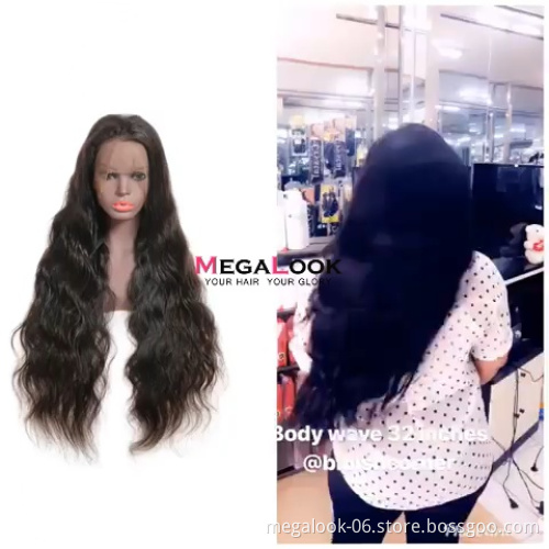 28 Inches Brazilian Black Body Wave Remy Human Hair 360 Degree Pre Plucked Swiss Lace Wigs